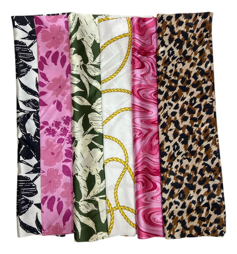 Mascada Con Estampado Color Satinado Mujer Para Cabeza Med Negro Floreado Mediana