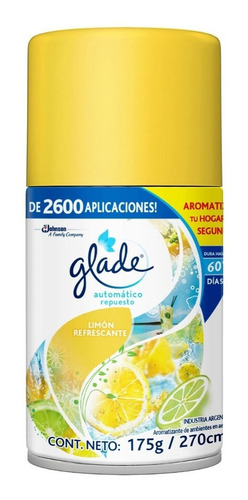 Repuesto Aromatizador Glade Automático X6 Limón Refrescante