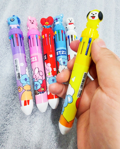 Set 6 Bolígrafos Bts-bt21 Plumas Multicolor Army Kpop