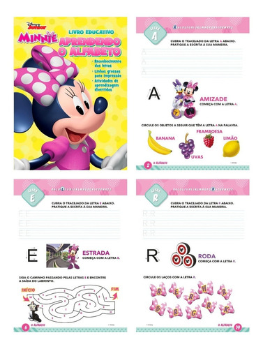Livro Atividades Educativo Disney Minnie Aprendendo Alfabeto