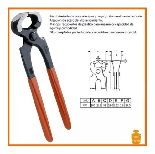 Tenaza Carpintero Bahco 541d-200 Largo 200 Mm