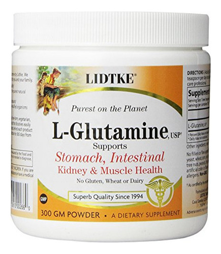 Lidtke Technologies L-glutamina En Polvo, 300 Gramos