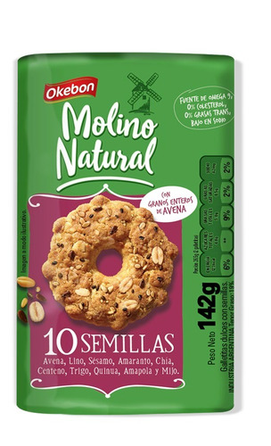 Galletita Okebon Molino Natural  semillas 142 g