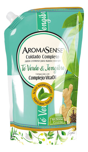 Jabon Liquido Aromasense Te Verde Y Jengibre X 800ml