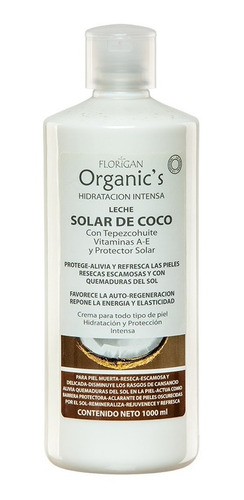 Crema Solar De Coco Con Tepezcohuite Florigan 1 L