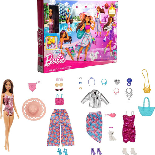 Barbie Calendario De Adviento De Muñeca Y Moda, 24 Prendas