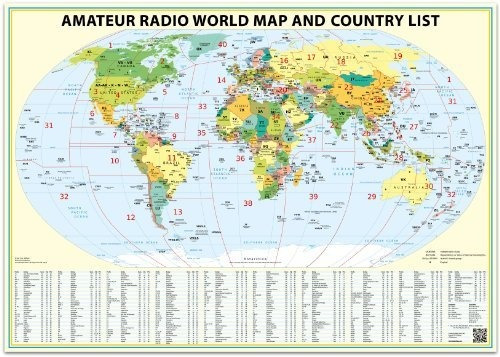 Jamón Radio Mapa Del Mundo Con Dxcc País Lista. 2017 edition