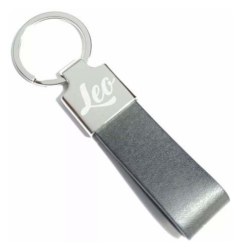 Llavero Acero Ecocuero Pasacinto Grabado Estuche Jb-k15