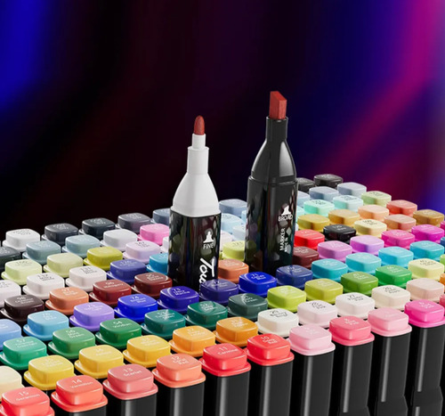 Set Profesional Marcadores Doble Punta 80 Psc Cartuchera Negra