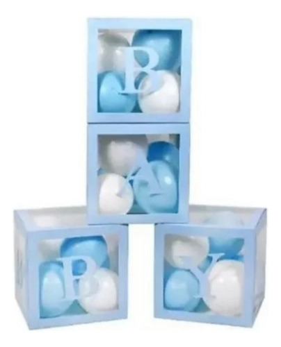 Set 4 Cubos Cajas Para Globos Baby Shower Candybar Decoració