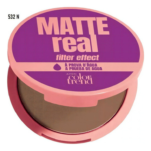 Base de maquiagem em pó Avon matte real Pó Compacto Facial A Prova Dágua Matte Real po matte real a prova dagua - 8g