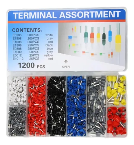 Kit De Terminales Puntera Hueca Tubular Tiff Aislado 1200pcs