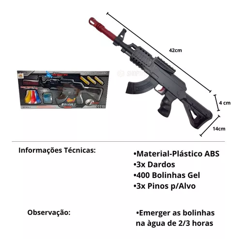 Metralhadora Ak47 Lança Dardo Munição Bolinhas Em Gel Orbeez