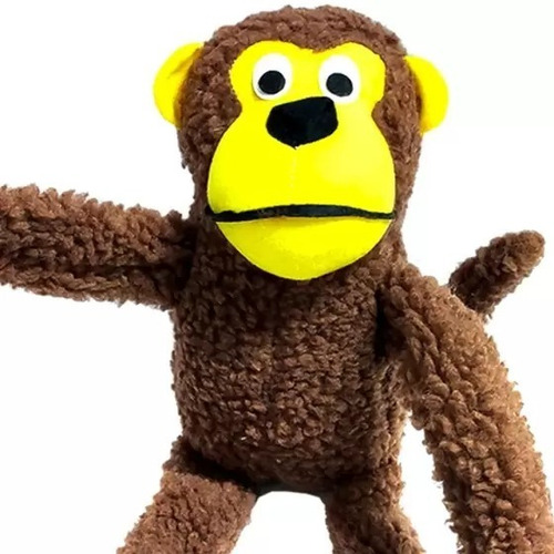 Brinquedo Mordedor Pelúcia Macaco Grande Com Apito Jumbo Pet Cor Marron