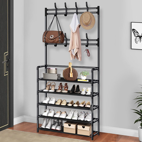 Organizador 2 En 1 De Ropa Perchero Y Zapatero 5 Niveles
