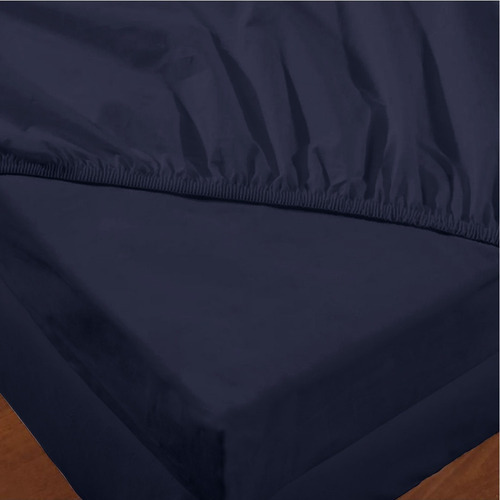 Jogo de lençóis Casablanca Lençol King Percal 600 Fios cor azul-petróleo com desenho lisa 100% algodão para colchão de 200cm x 200cm x 40cm