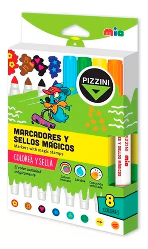 Marcadores Pizzini Maxi Sellos Magicos X 8 Colores