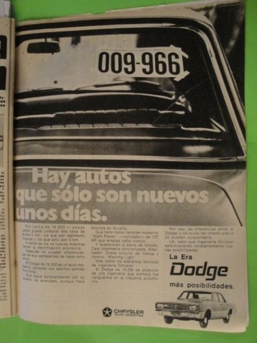 Publicidad Dodge Coronado Año 1970