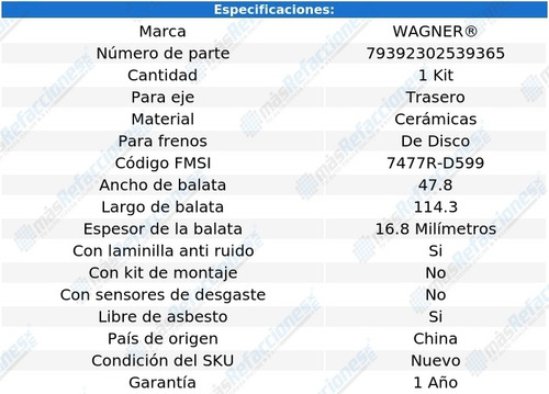 Jgo De Balatas Ceramicas Tra Wagner Ford L9000 L 6 14.0 94