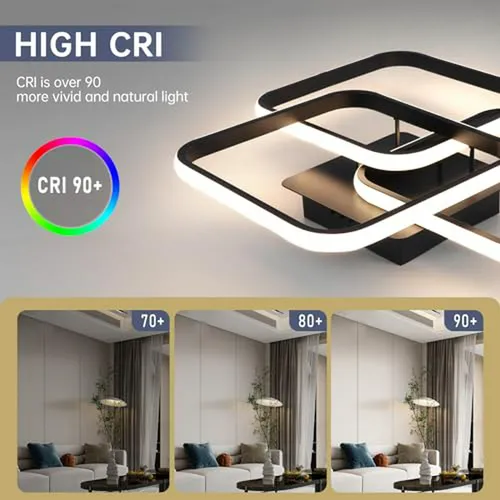 Luz De Techo Led Moderna Negra, Dimerizable Con Control Remo