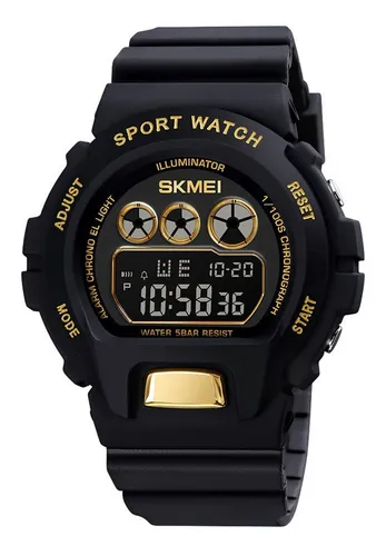 Reloj Deportivo Digital Dama Skmei 1775 Negro Dorado MercadoLibre