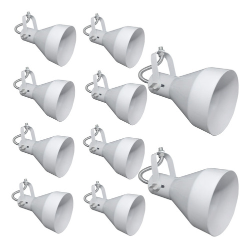 10 Spots Para Par30 Led E Perfilado Eletrocalha Alumínio E27 Estrutura Branco 110v/220v