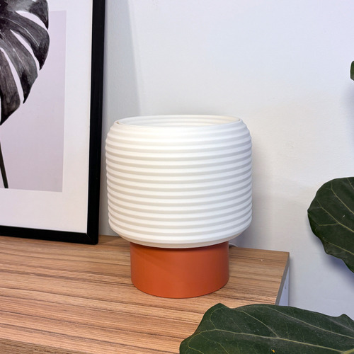 Lámpara Velador Diseño 3d Minimalista Moderno Arcilla Blanco Cálido