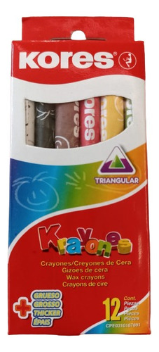 Creyones De Cera Triangulare Kores (caja 12) Colores Variado