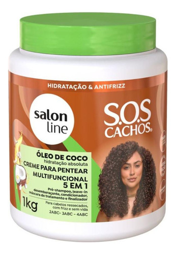 Creme Multifuncional Salon Line Sos Cachos Óleo De Coco 1kg