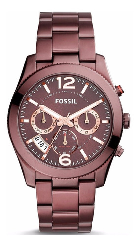 Reloj Fossil Perfect Boyfriend Es4110 Vino Multifunción Dama