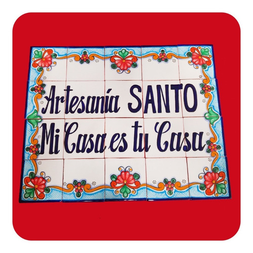 Imagen 2 de 4 de Retablo De Talavera Poblana Personalizado 50x40 Cm Mural
