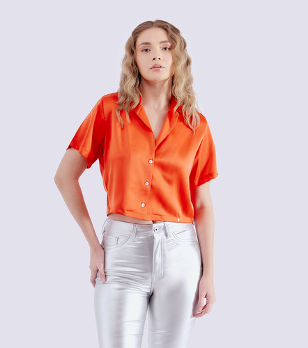 Blusa Para Mujer En Satin Manga Corta Derek