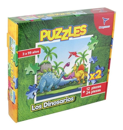 Puzzle Dinosaurios 12 - 24 P Toto Games Colores En Fuga Kids