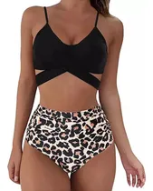 Comprar Bikini Mallas Tiro Alto 2 Piezas Push Up Cruzado Uniteduy 