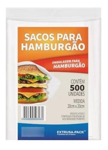 Saco Plástico P/hamburgão 20x20cm - 500unid