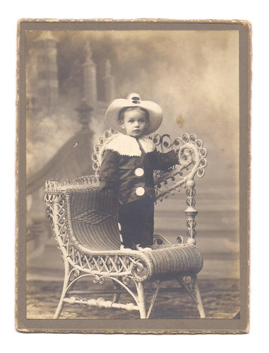 Antigua Postal Foto Nene Disfraz Sombrero Sillon 29 B4