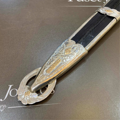 Imagen 7 de 9 de Cuchillo Facón 36 Cm Solingen, En Plata Y Oro. Escudo. Tuset