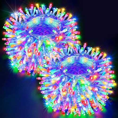 Luces De Navidad 2 Piezas Serie Navideña 300 Led 20m Luces Multicolor