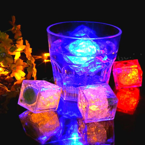 24 adornos LED de neón parpadeantes en forma de cubitos de hielo para decorar bebidas