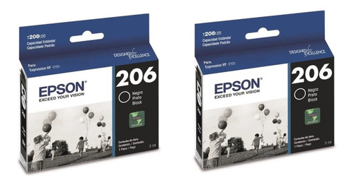 Pack 2 Tintas Epson 206 Negra Original Xp-2101 C/iva T206