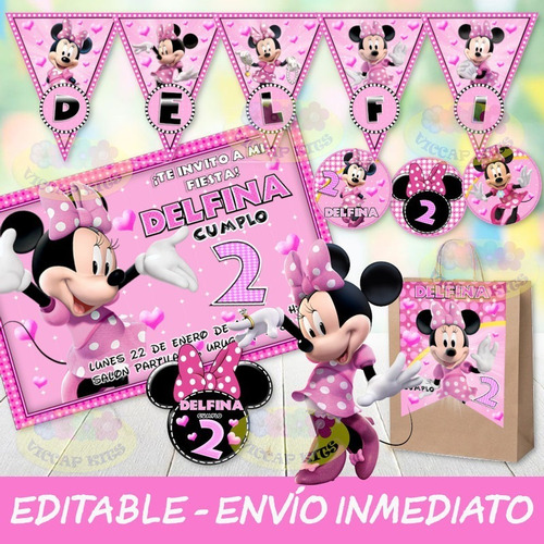 Kit Imprimible Minnie Rosa Con Candy Bar 100% Editable