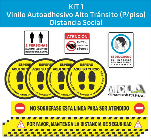 Imagen 1 de 6 de Calcos Para Piso Distanciamiento Social Kit 1