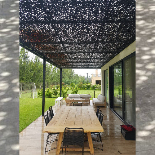 Media Sombra Camuflaje 4,50 X 4 M Con Kit Techo Pergola Deco Negro