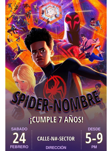 Invitación De Cumpleaños Digital Spiderman Personalizada