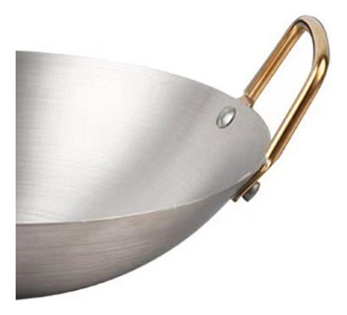 Panela Wok De Aço Inoxidável Para Fritar E Cozinhar 24 Cm