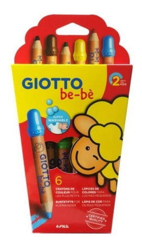 Lápices De Colores Giotto Bebé X 6 Lavable C/sacapuntas