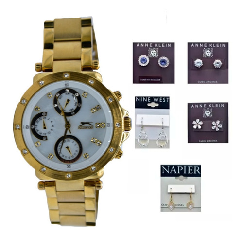 Reloj  Slazenger Dama Sl.9.6014.4.03 Gratis Un Par De Aretes