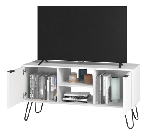 Mesa Rack De Tv, Estilo Moderno, Con Puertas Y Estantes