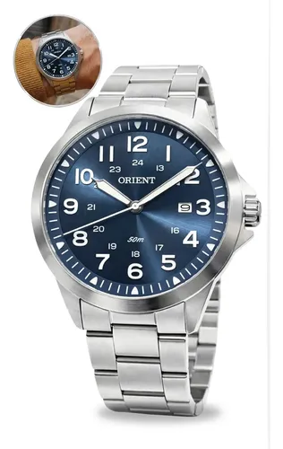 Relógio Orient Eternal MBSS1380 Prateado com Fundo Azul
