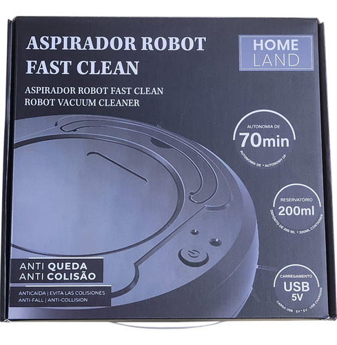 Aspiradora Robot Home Land Fast Clean - Limpieza Eficiente Negro